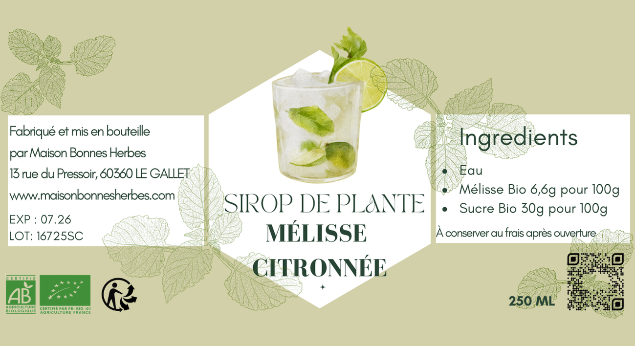 Sirop de plantes Mélisse citronnée  image 0